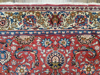 Semi Antique Persian Kashan, Red & Cream, Hand-Knotted, Wool, 4' 8" x 6' 6", Pair A - Nuvé