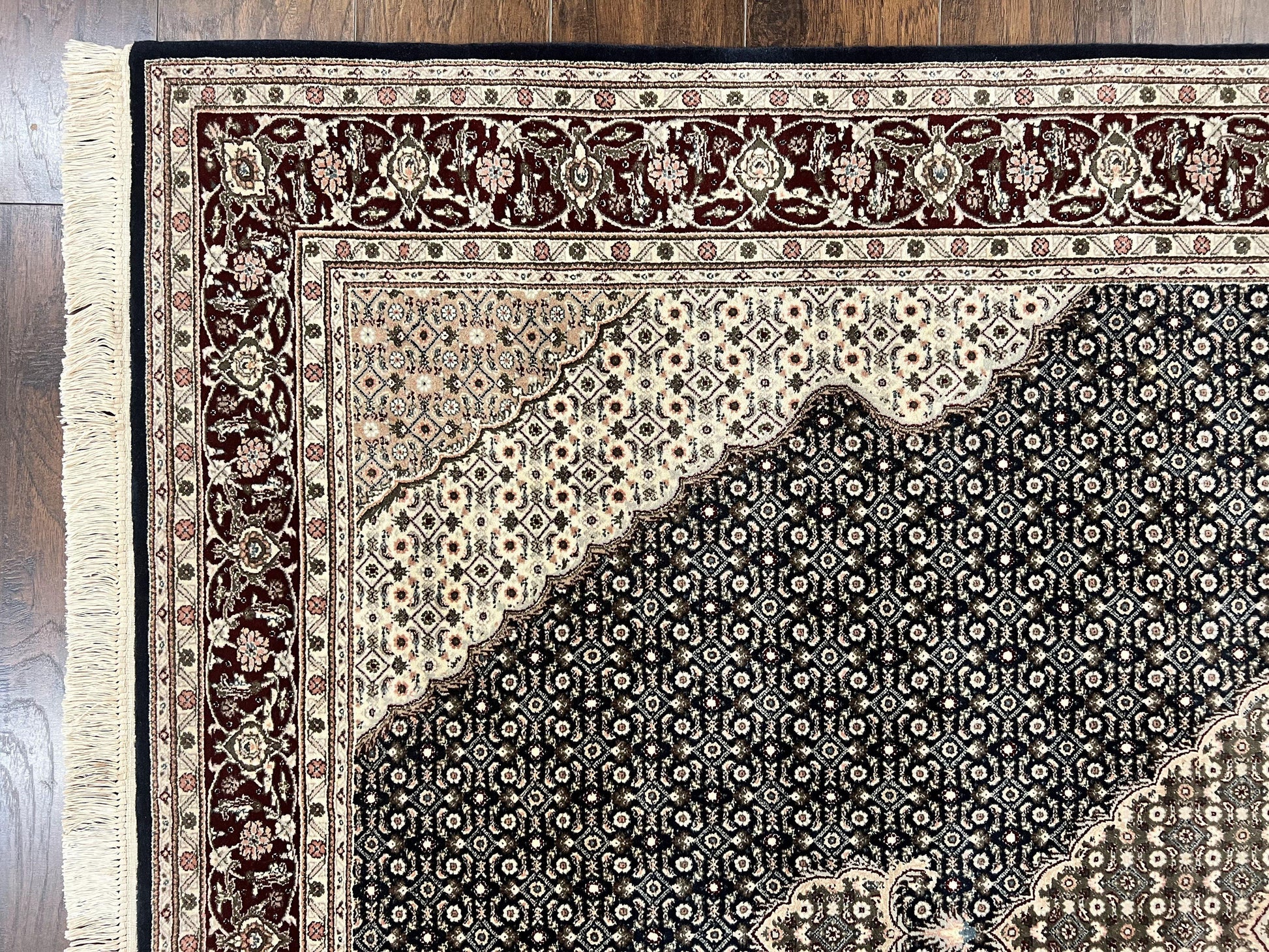 Sino Persian Rug 6x9, Herati Pattern, Vintage Handmade Hand Knotted Wool Oriental Carpet, Fine 6 x 9 Rug, Traditional Rug, Dark Blue Rug - Nuvé