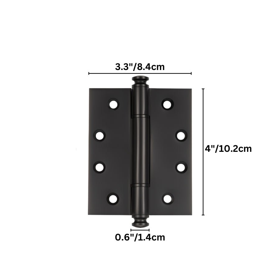 Decorative Carvin door hinge with finials, made of metal, showcasing intricate design for home door hardware installation.