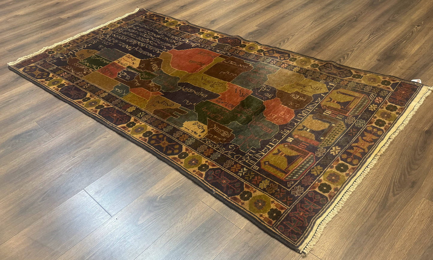 Afghan Rug 4x7, Map of Afghanistan, Tribal Rug, Balouch Rug, New - Nuvé