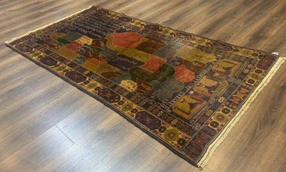 Afghan Rug 4x7, Map of Afghanistan, Tribal Rug, Balouch Rug, New - Nuvé