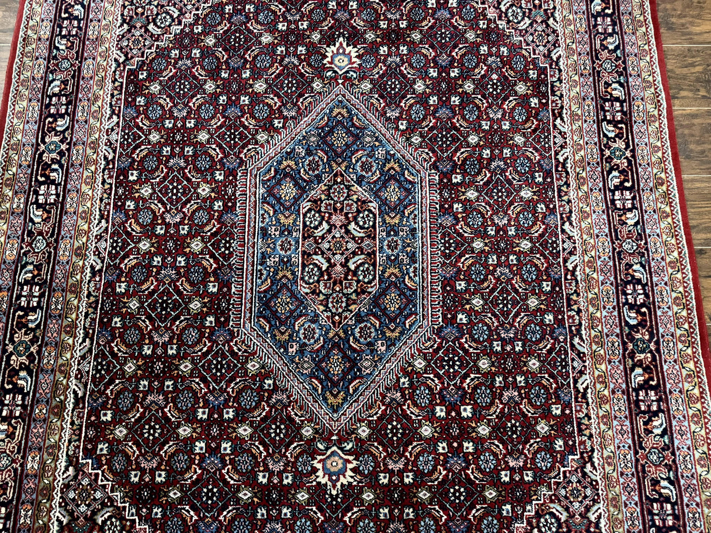 Indo Persian Bidjar Rug 6x9, Vintage Wool Handmade Carpet - Nuvé