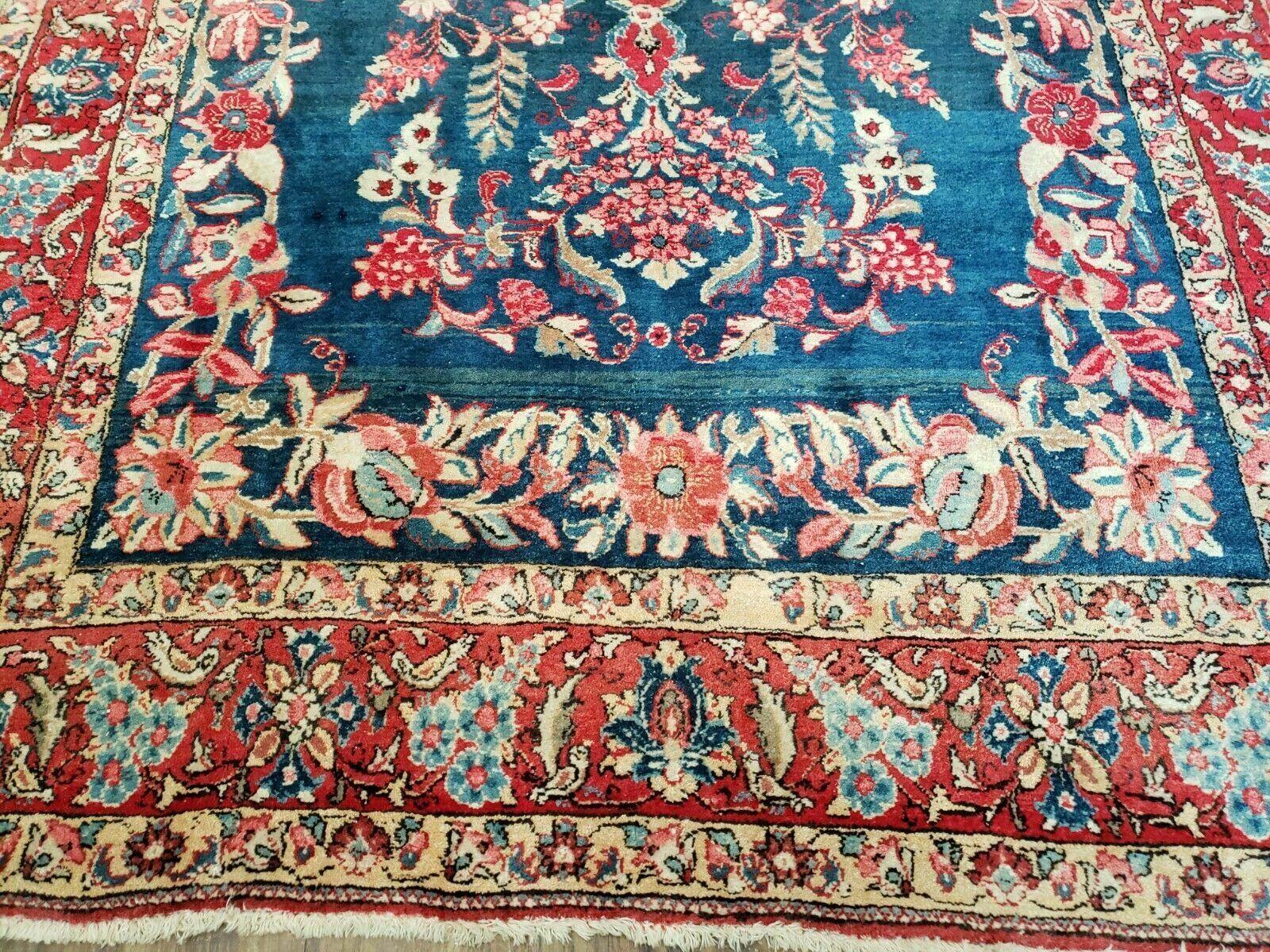 4' X 7' Vintage Handmade Turkish Wool Rug Flowers Birds Tree Of Life Blue Red - Nuvé