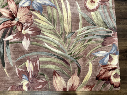 Hand Tufted Floral Rug 5x8, Light Rose Wool Carpet - Nuvé