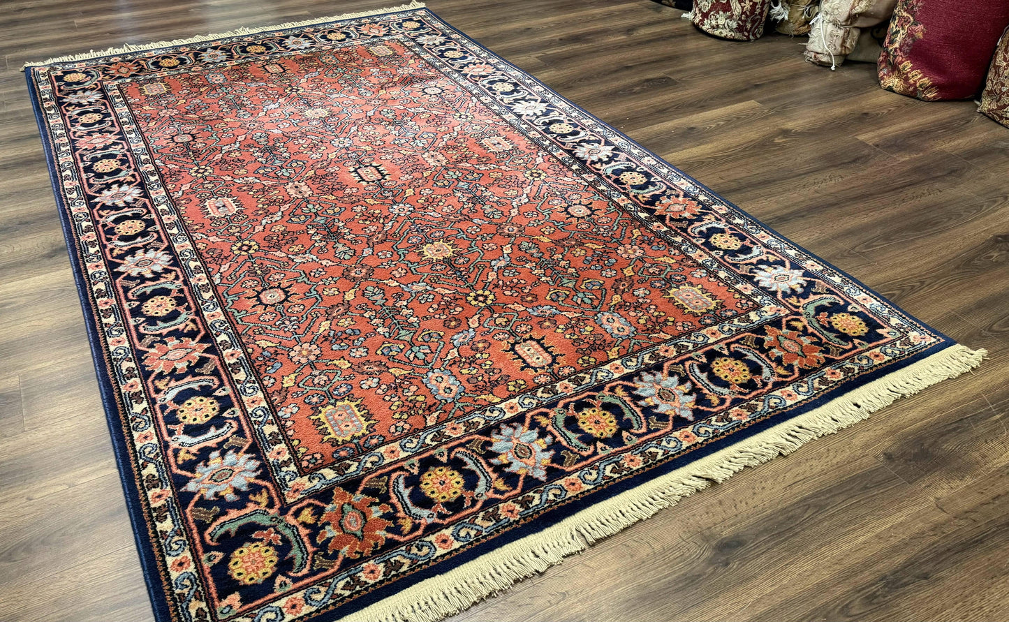 5.9 x 9 Karastan Serapi Rug #729, Wool Karastan Carpet, Original 700 Series, Red and Dark Blue, Discontinued, 6x9 Vintage Karastan, Rare - Nuvé