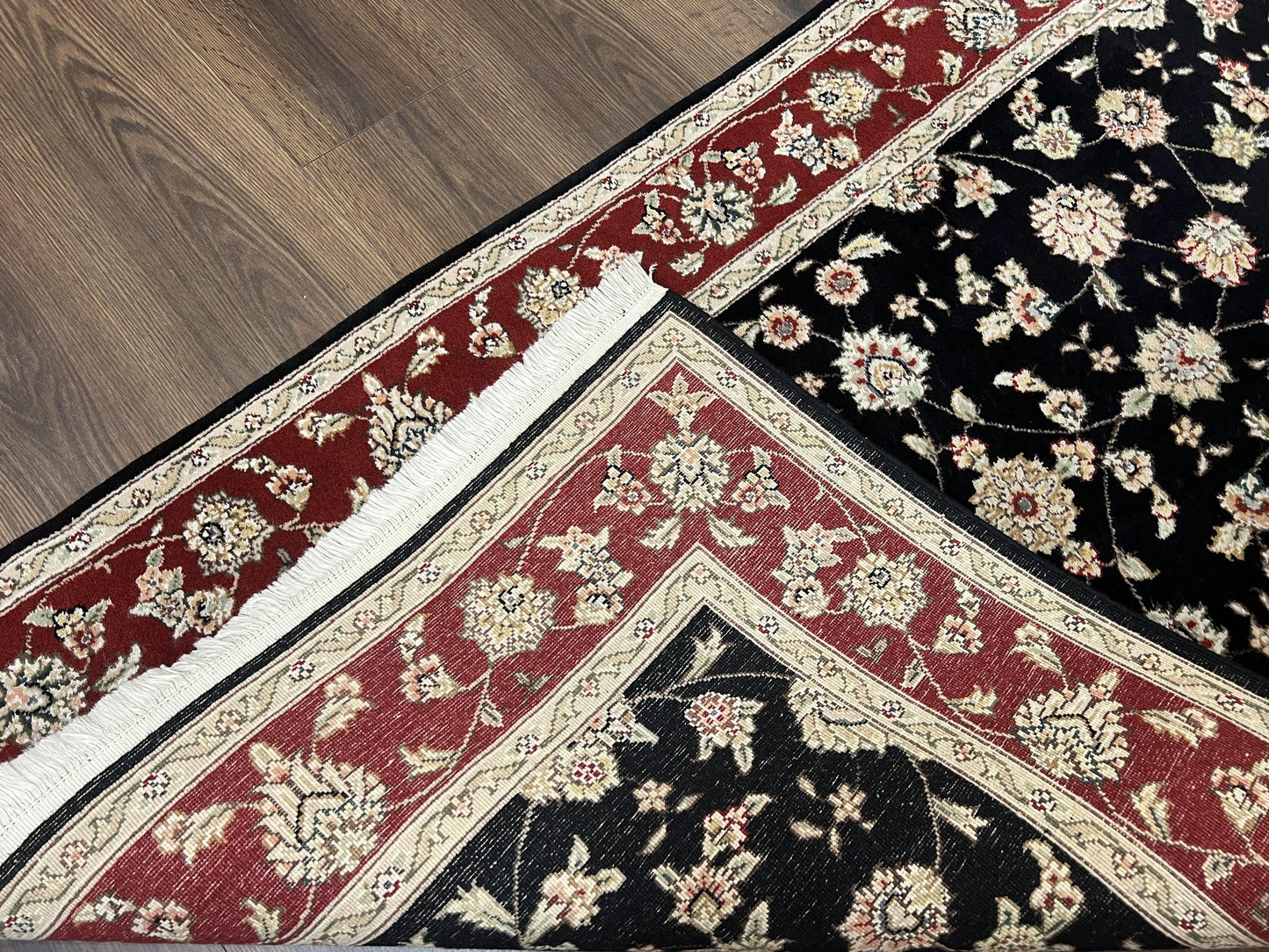 Pak Persian Rug 3x5, Black and Red, Floral Allover, Vintage Hand Knotted Wool Oriental Carpet, Pakistani Rug, Small Handmade Area Rug 3 x 5 - Nuvé