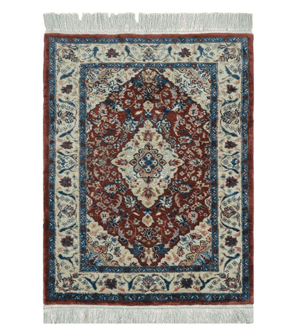 2' X 3' Handmade Chinese Floral Oriental Silk Rug Carpet Nice Red