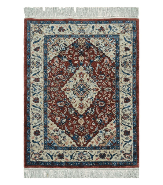 2' X 3' Handmade Chinese Floral Oriental Silk Rug Carpet Nice Red