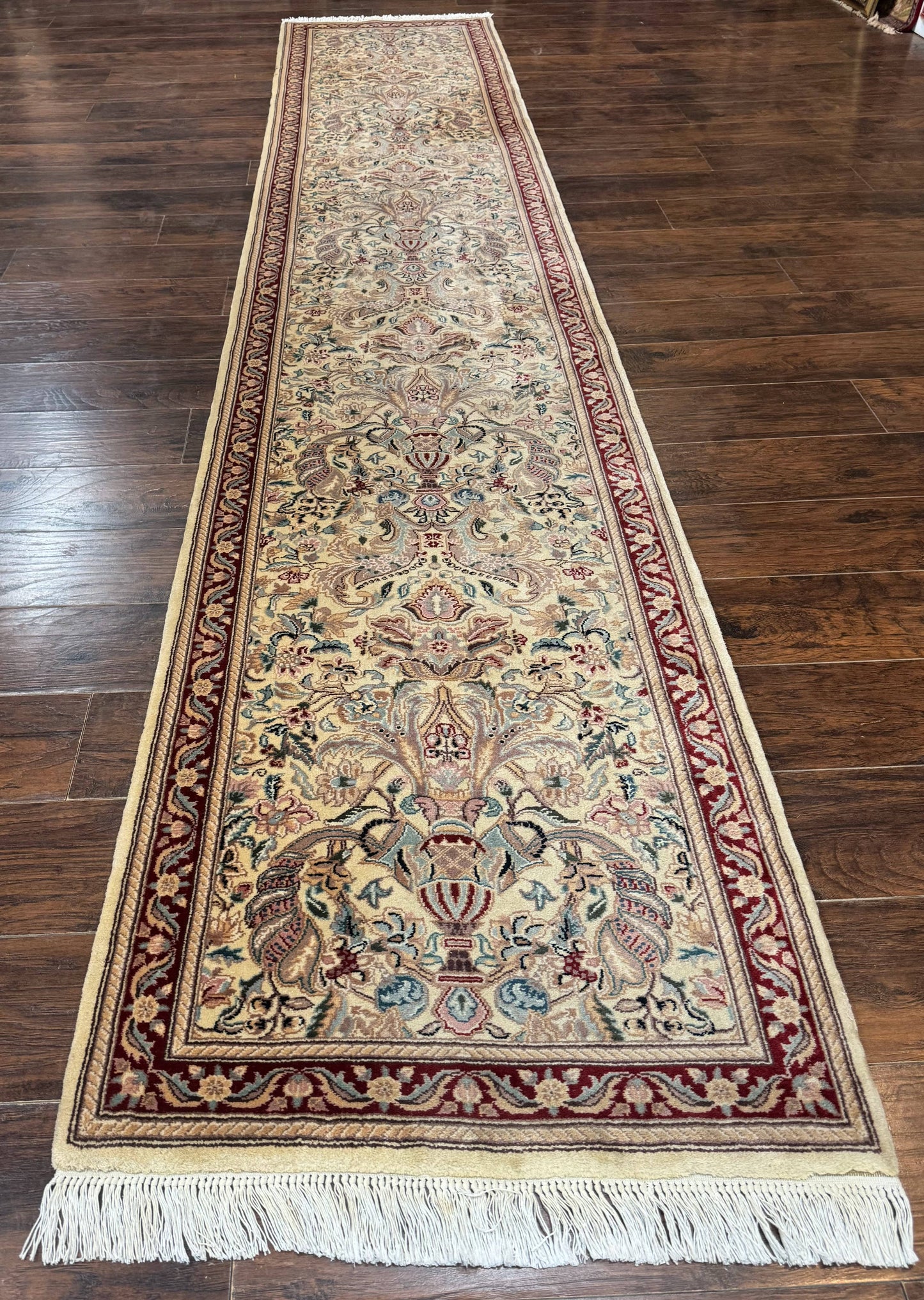 Pakistani Runner Rug 2.8 x 14, Pak Persian Hallway Rug, Cream Color - Nuvé