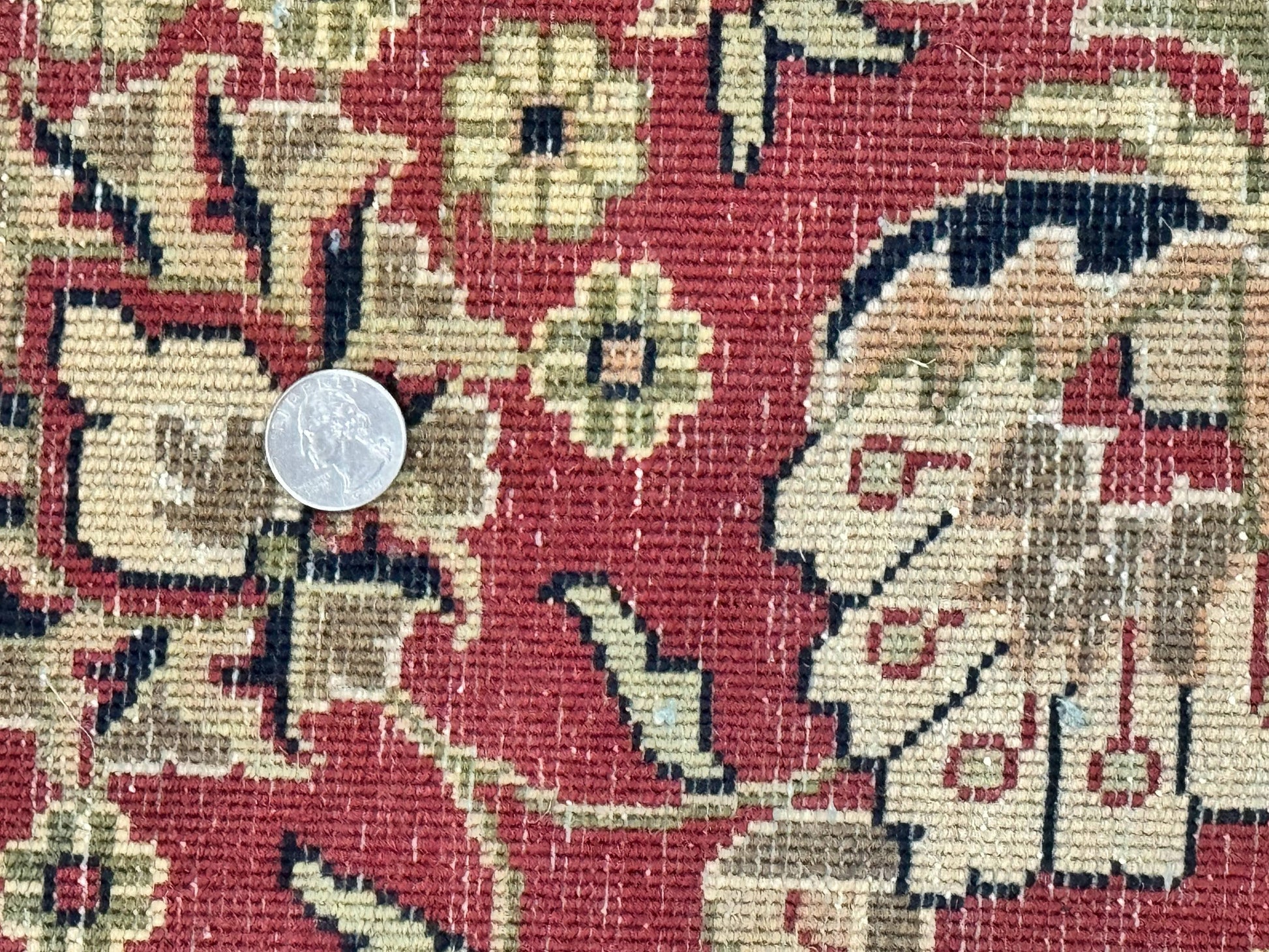 Indo Persian Rug 8x10, Navy Blue and Red, Floral Allover, Hand Knotted Vintage Wool Carpet, Indo Sarouk - Nuvé