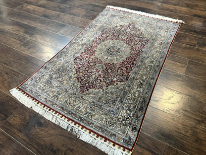 Sino Persian Silk Rug 3x5, Super Fine 440 KPSI, Floral Medallion, Handmade - Nuvé