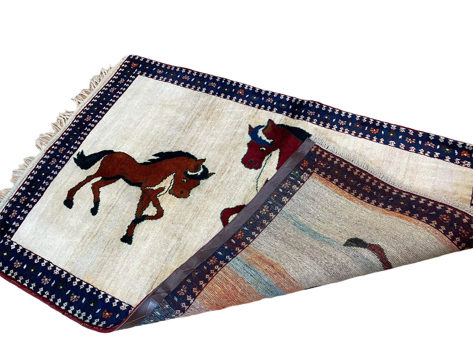 3.5 X 5 Handmade Hand-Knotted Quality Wool Pictorial Brown Horses Animal Rug - Nuvé