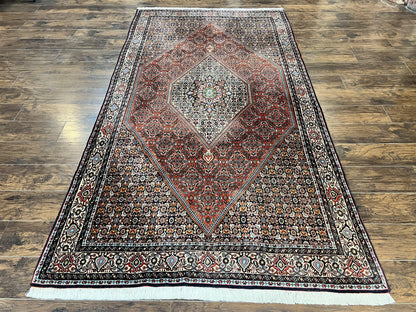 Persian Bidjar Rug 5x10, Wool Hand Knotted Vintage Carpet, Highly Detailed, Mahi Herati Pattern, 5 x 10 Oriental Rug - Nuvé