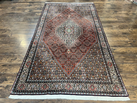 Persian Bidjar Rug 5x10, Wool Hand Knotted Vintage Carpet, Highly Detailed, Mahi Herati Pattern, 5 x 10 Oriental Rug - Nuvé