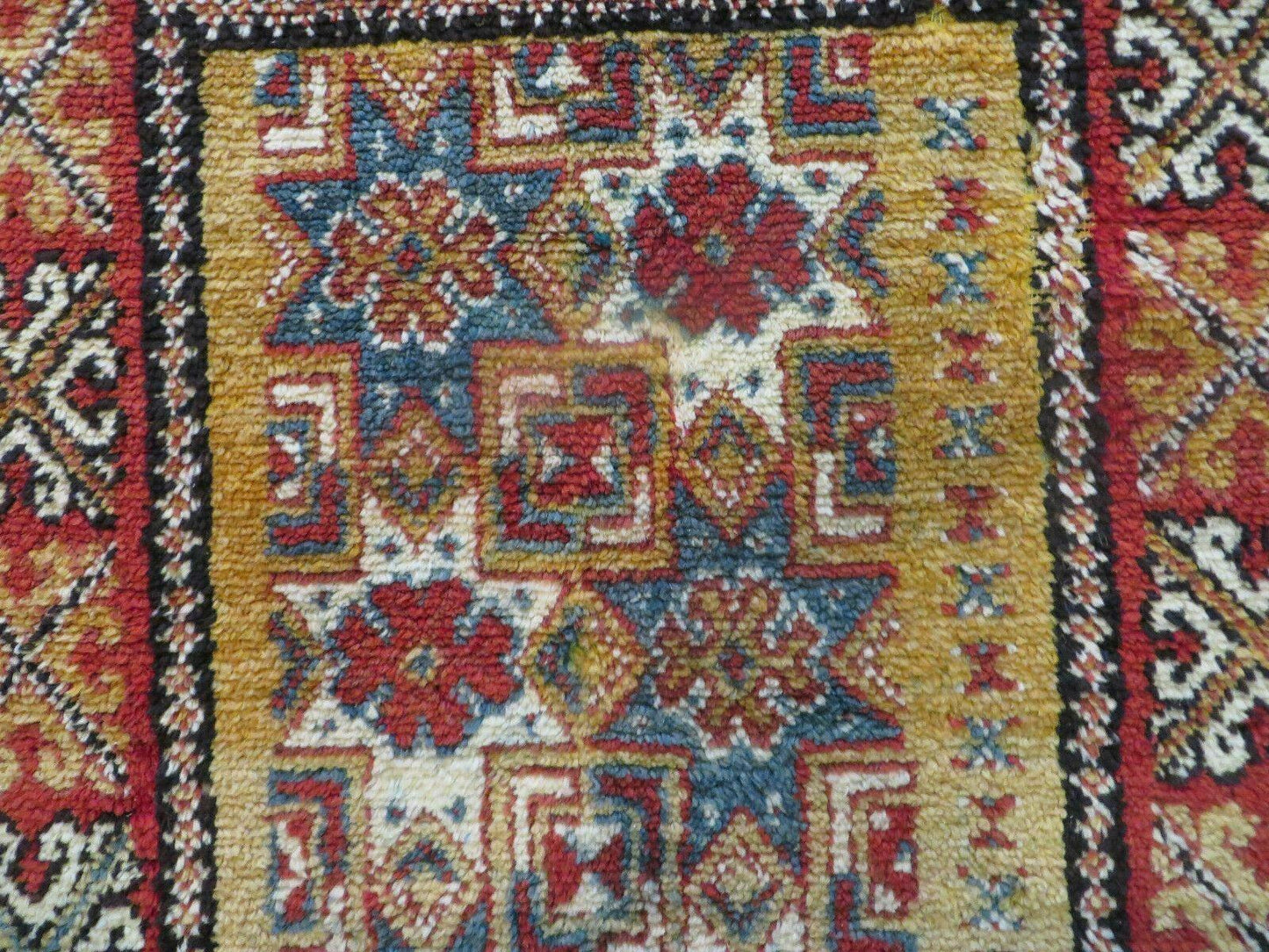 Vintage Moroccan Rug 4x5 ft, Bronze Red Black, Geometric Stars, High Quality Moroccan Carpet, Berber Rug, Handmade Wool Area Rug, Unique Rug - Nuvé