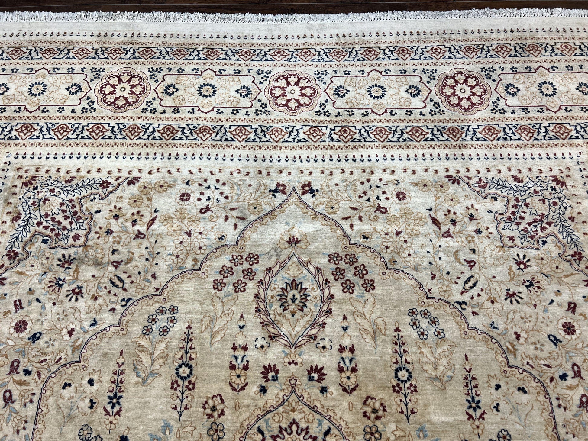 Pak Persian Rug 9x11, Very Fine Hand Knotted Oriental Carpet, Haji Jalili Design, Ivory/Cream, Wool Handmade Room Sized Rug 9 x 11 ft, Nice - Nuvé