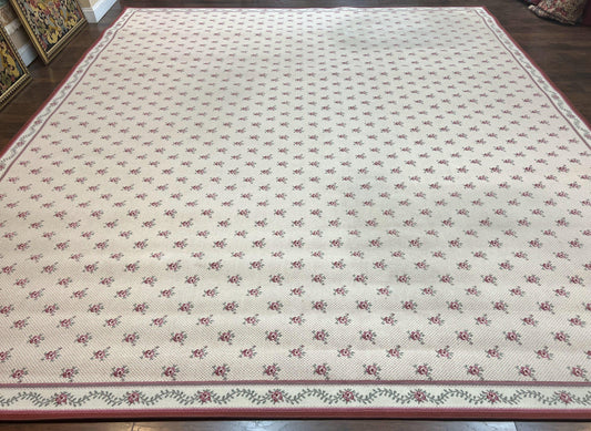 Stark Rug 12x14, Vintage Stark Carpet 12 x 14, Large Palace Size Rug, Beige, Repeated Floral Motif - Nuvé