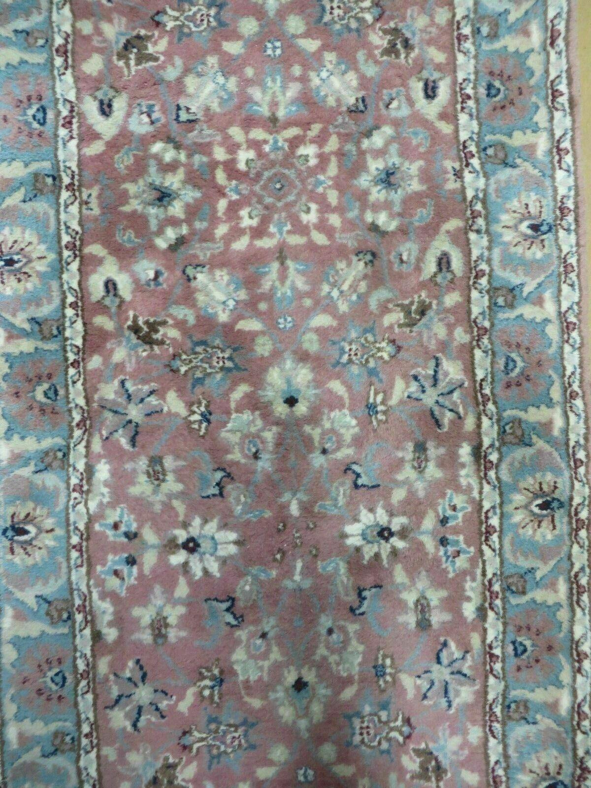 2' 8" X 12' Vintage Handmade India Floral Wool Runner Rug Nice - Nuvé