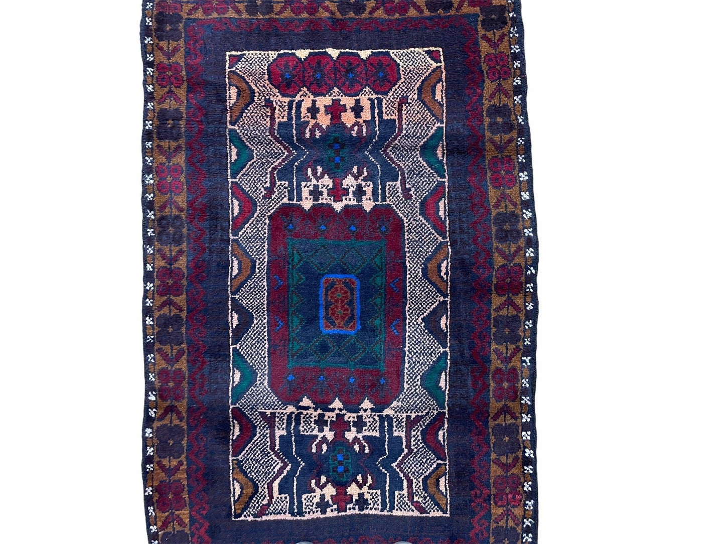 3 X 5 Vintage Handmade Tribal Wool Rug Balouchi Rug Afghan Rug Red Beige Nice - Nuvé