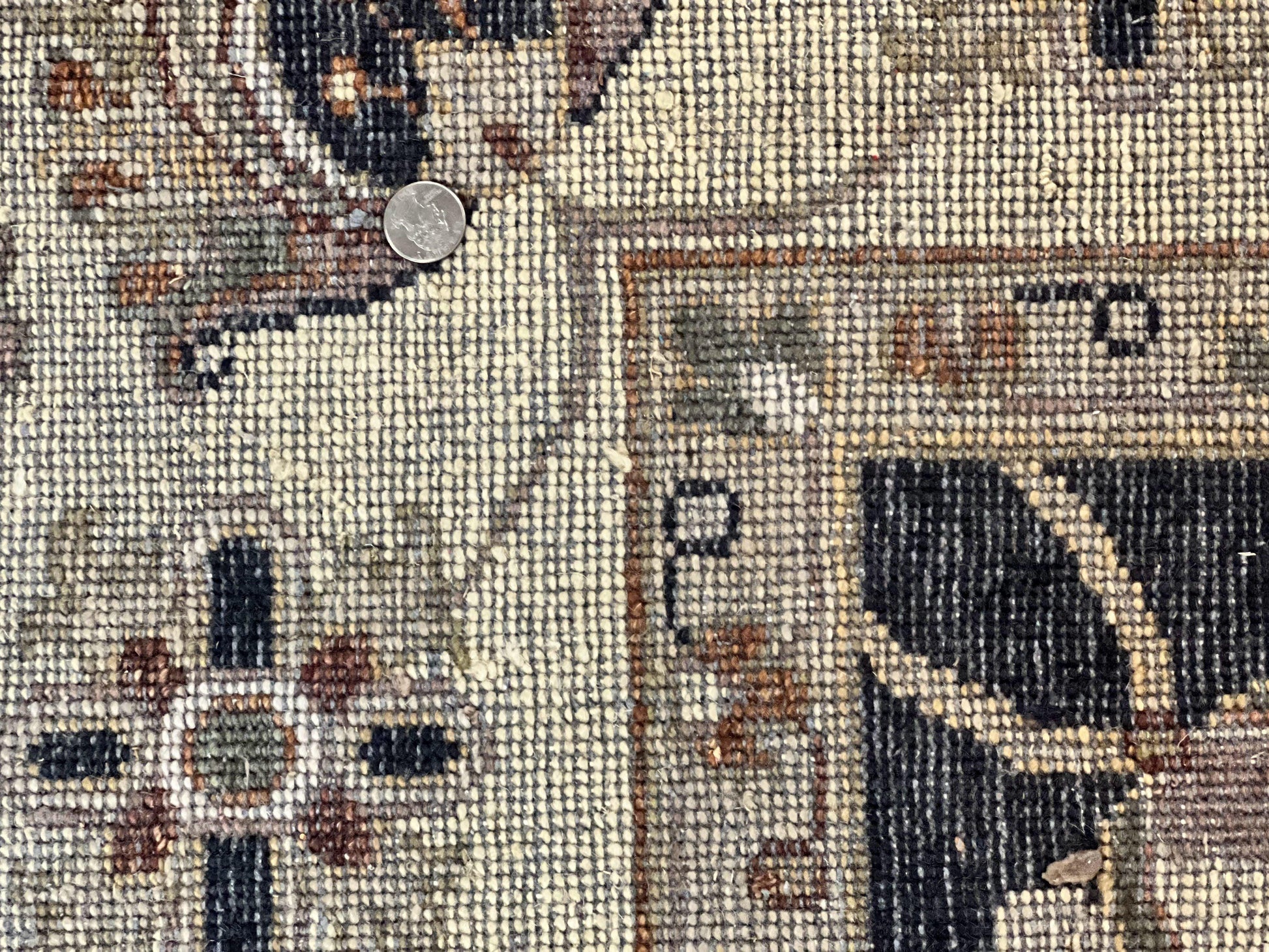 Indo Mahal Rug 8x10, Black and Beige, Vintage Rug 8 x 10 ft, Floral, Handmade Wool Carpet - Nuvé