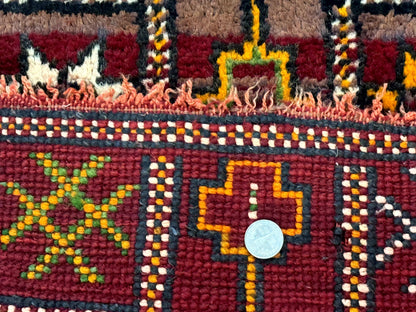 Moroccan Berber Tribal Rug 3x5, Geometric Area Rug, Red Orange Brown - Nuvé