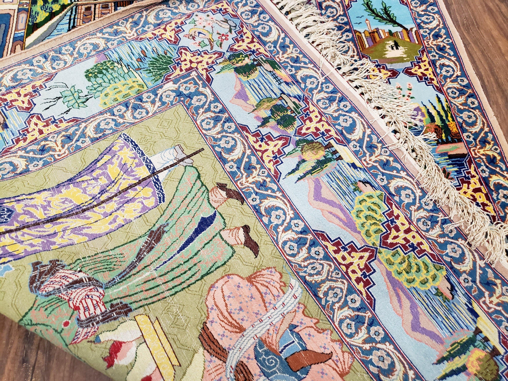 Persian Isfahan Pictorial Rug 3x5 – Kork Wool on Silk - Nuvé