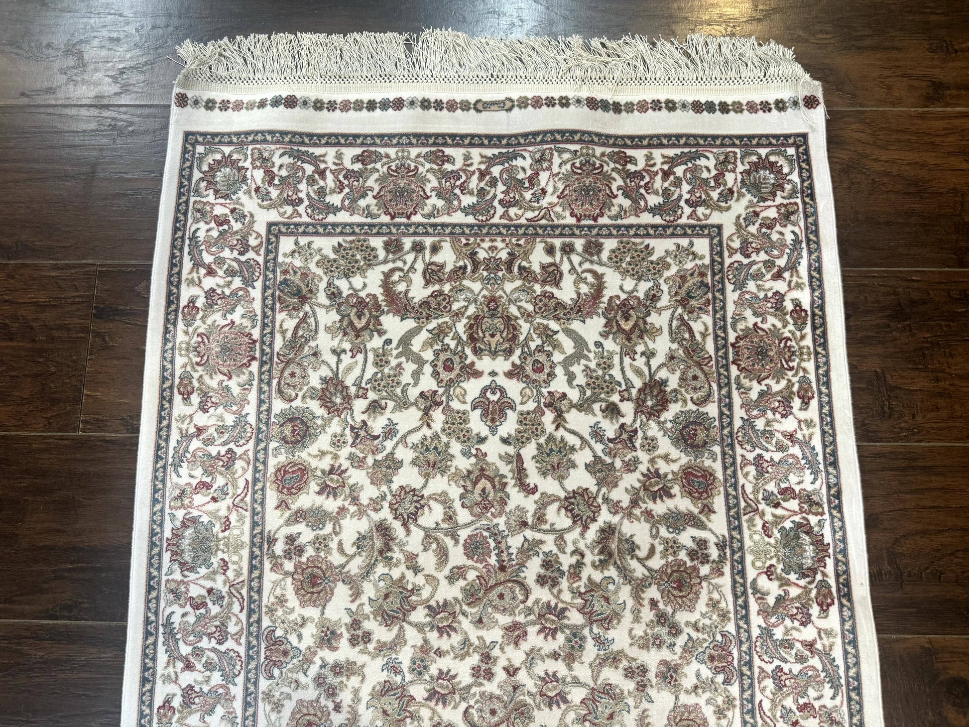 Small Turkish Silk Rug 2.6 x 4, Ivory, Allover Design, Bamboo Silk - Nuvé