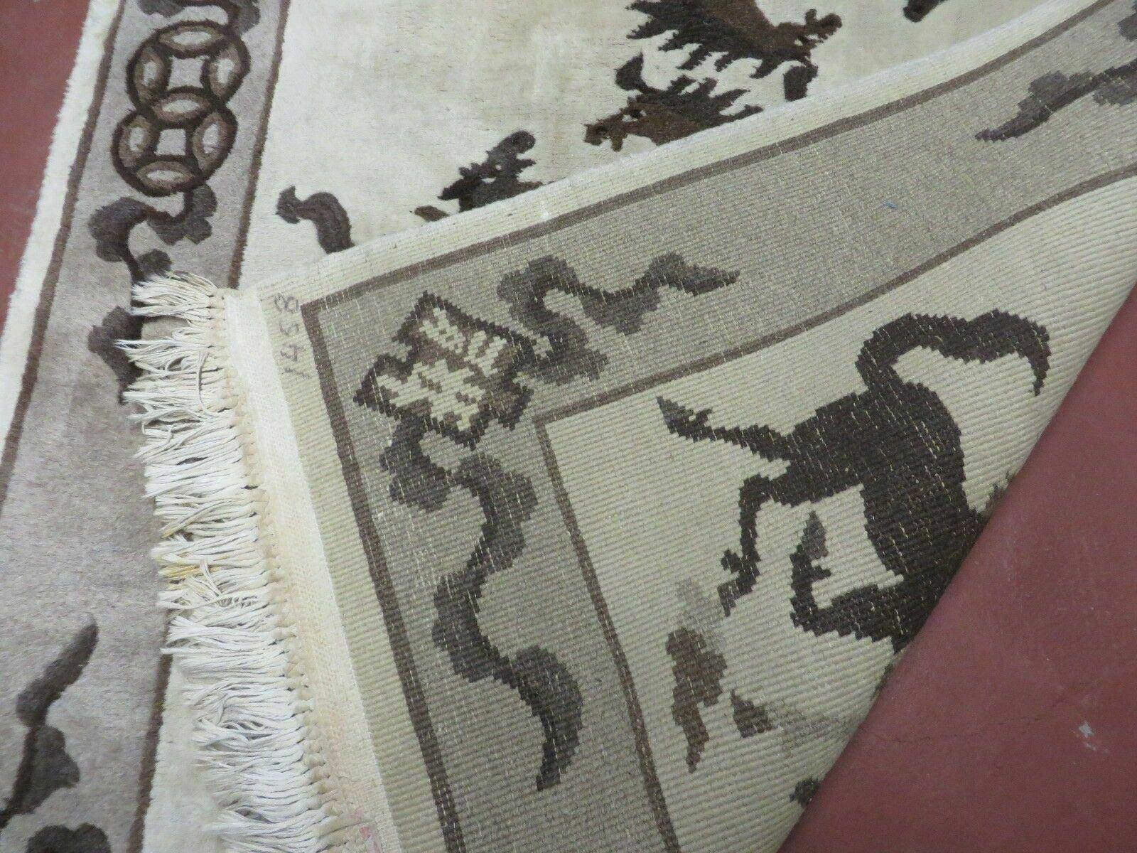 4' X 6' Modern Tibetan Nepal Art Deco Chinese Hand Knotted Wool Rug Horses Nice - Nuvé