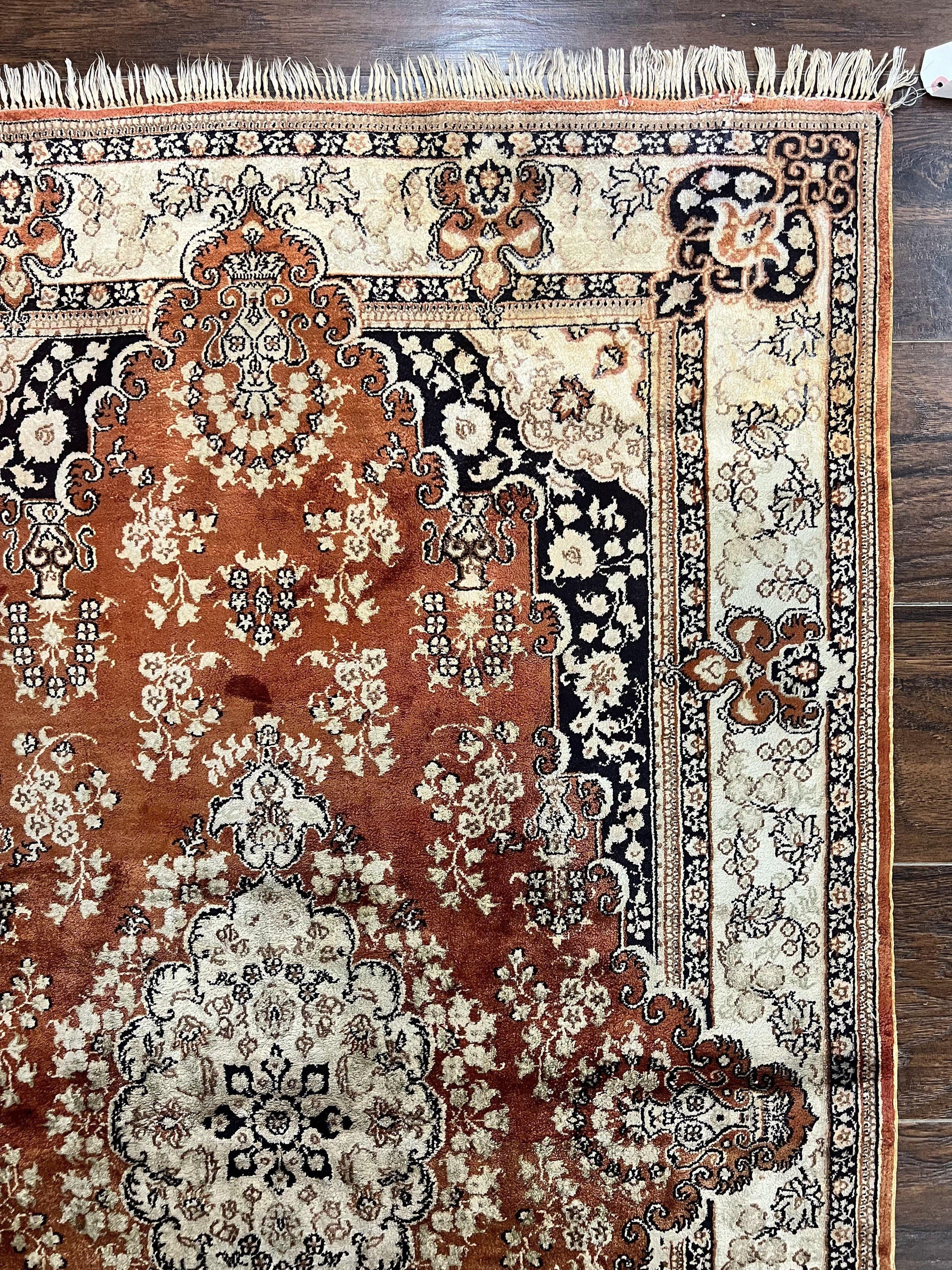 Turkish Silk Rug 3x5, Very Fine 400 KPSI, Floral Medallion, Handmade Hand Knotted Silk on Silk Oriental Carpet - Nuvé