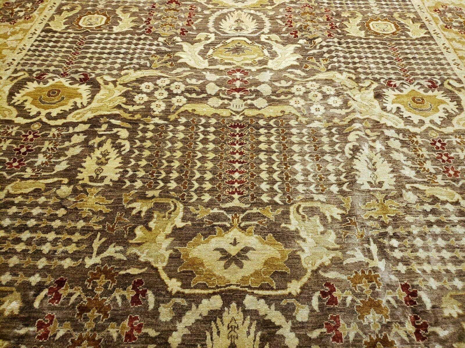 10' X 14' Handmade Pak Peshavar Chobi Agra Wool Carpet Coffee Brown Gold - Nuvé