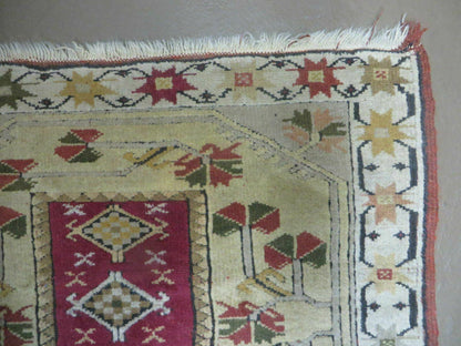 3' X 5' Vintage Handmade Turkish Turkey Oushak MILAS Wool Accent Rug Carpet Nice - Nuvé