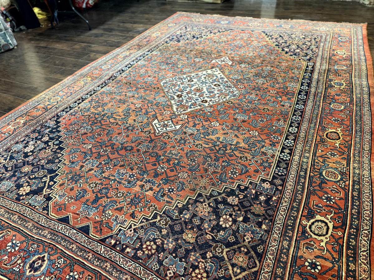 Antique Persian Bidjar Rug 8x12, Rare Persian Carpet