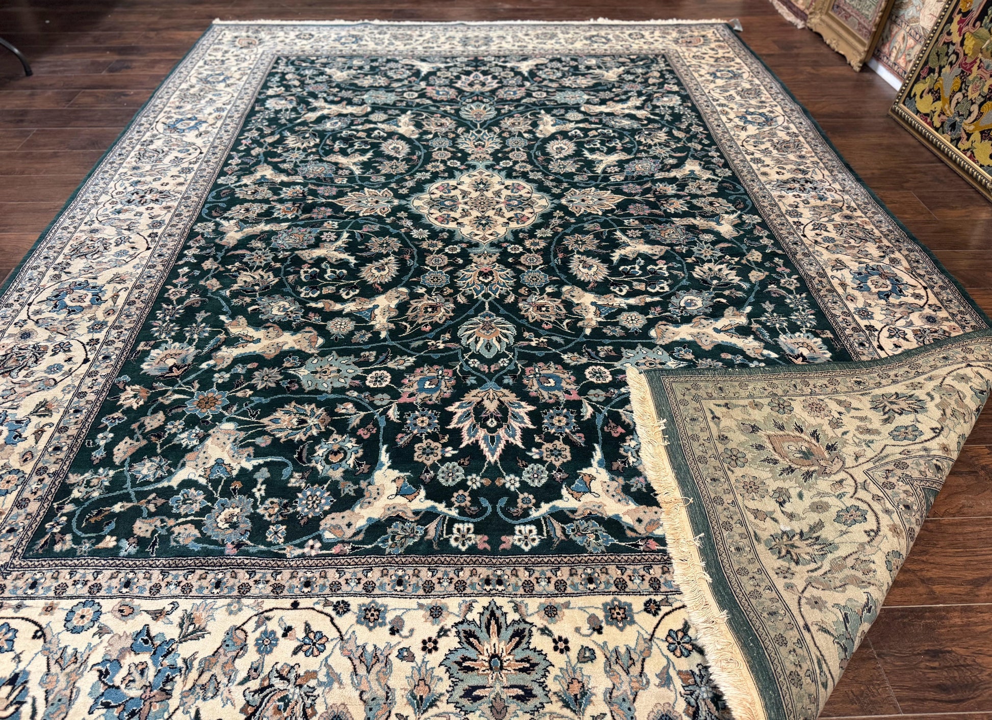 Pak Persian Rug 9x12, Dark Green, Floral Allover - Nuvé