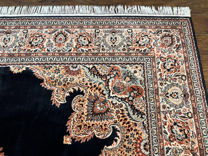 Karastan Rug 10x13, Karastan Ebony Kirman Rug, Room SIzed Wool Pile Vintage Karastan Carpet, Belgium Power Loomed Rug, Black Semi Open Field - Nuvé