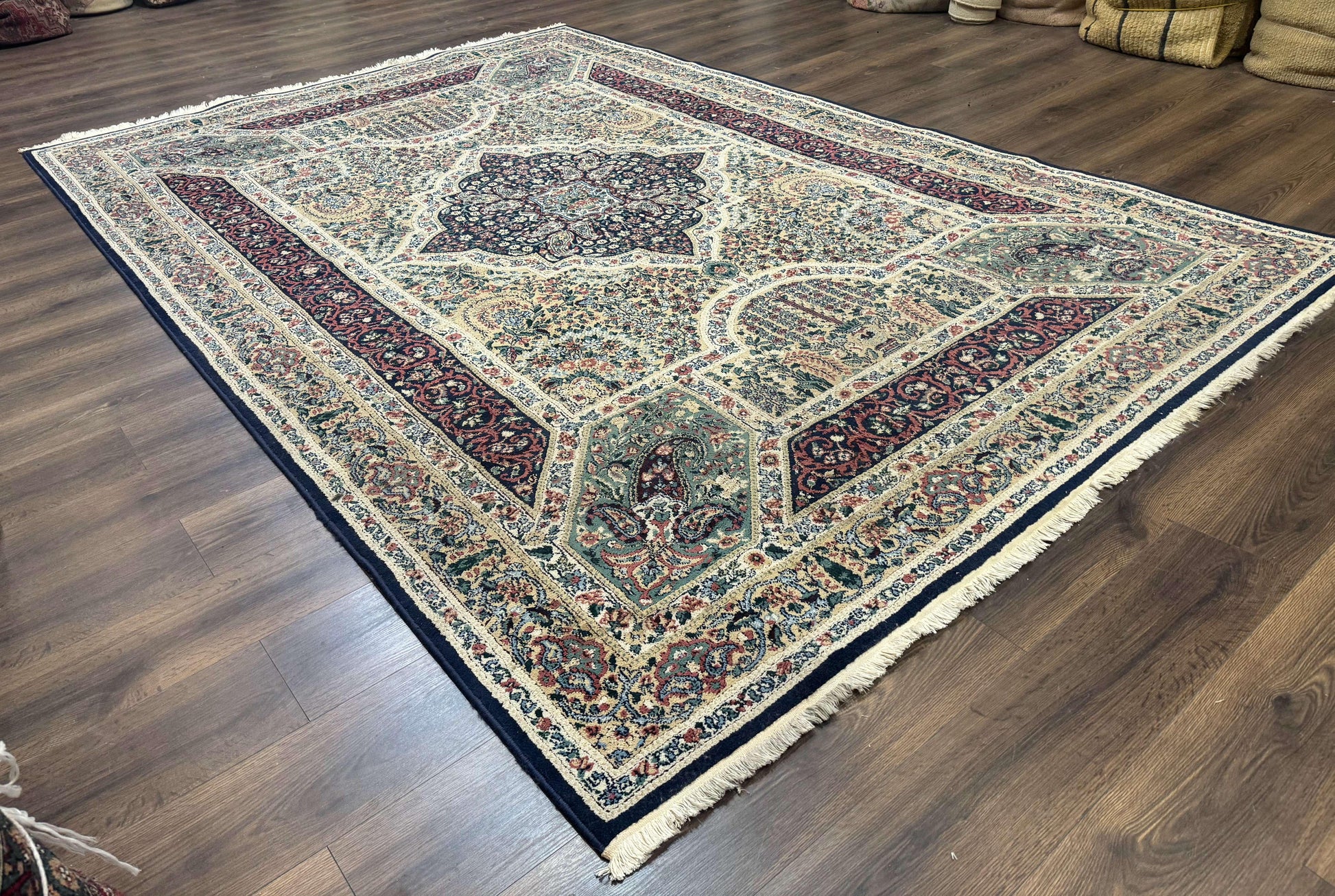 Persian Rug 8x11, Belgium Power Loomed Rug, Kirman Lavar Floral Design, Vintage Rug - Nuvé
