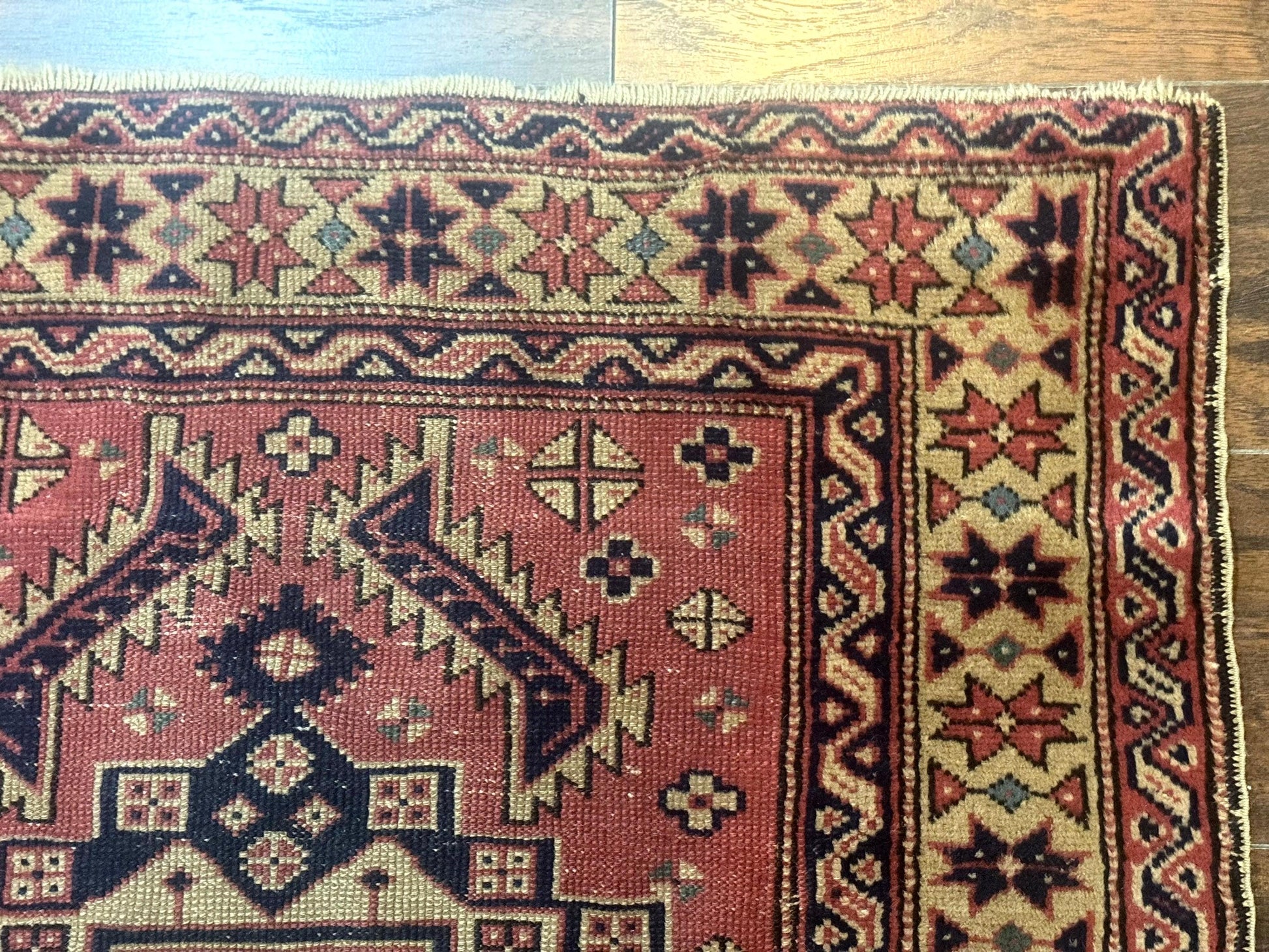 Antique Turkish Sparta Rug 3x6, Geometric Caucasian Kazak Pattern, Handmade - Nuvé