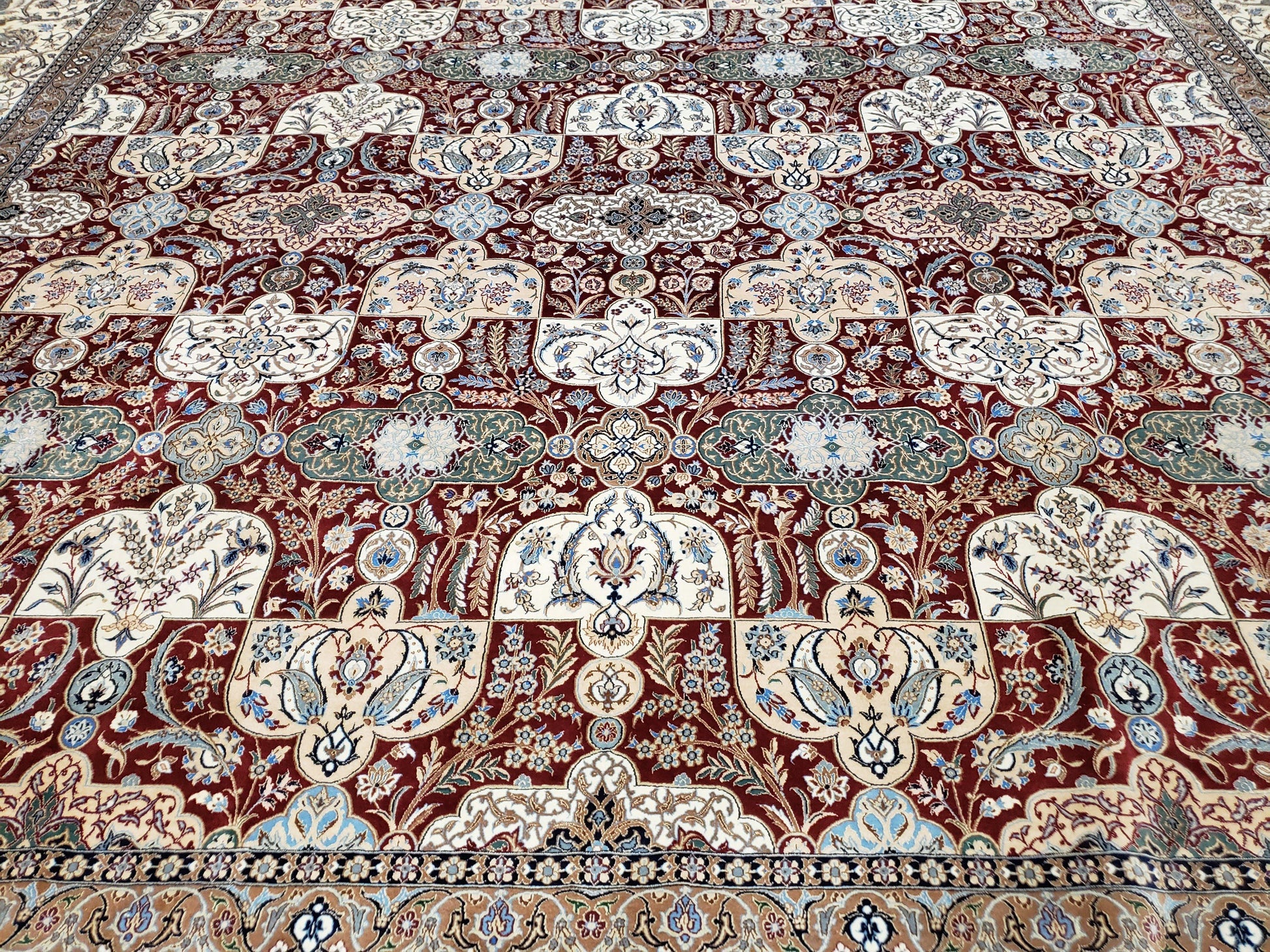 Persian Nain Rug 11x15 – Wool on Silk, Hand-Knotted, Signed Masterpiece - Nuvé