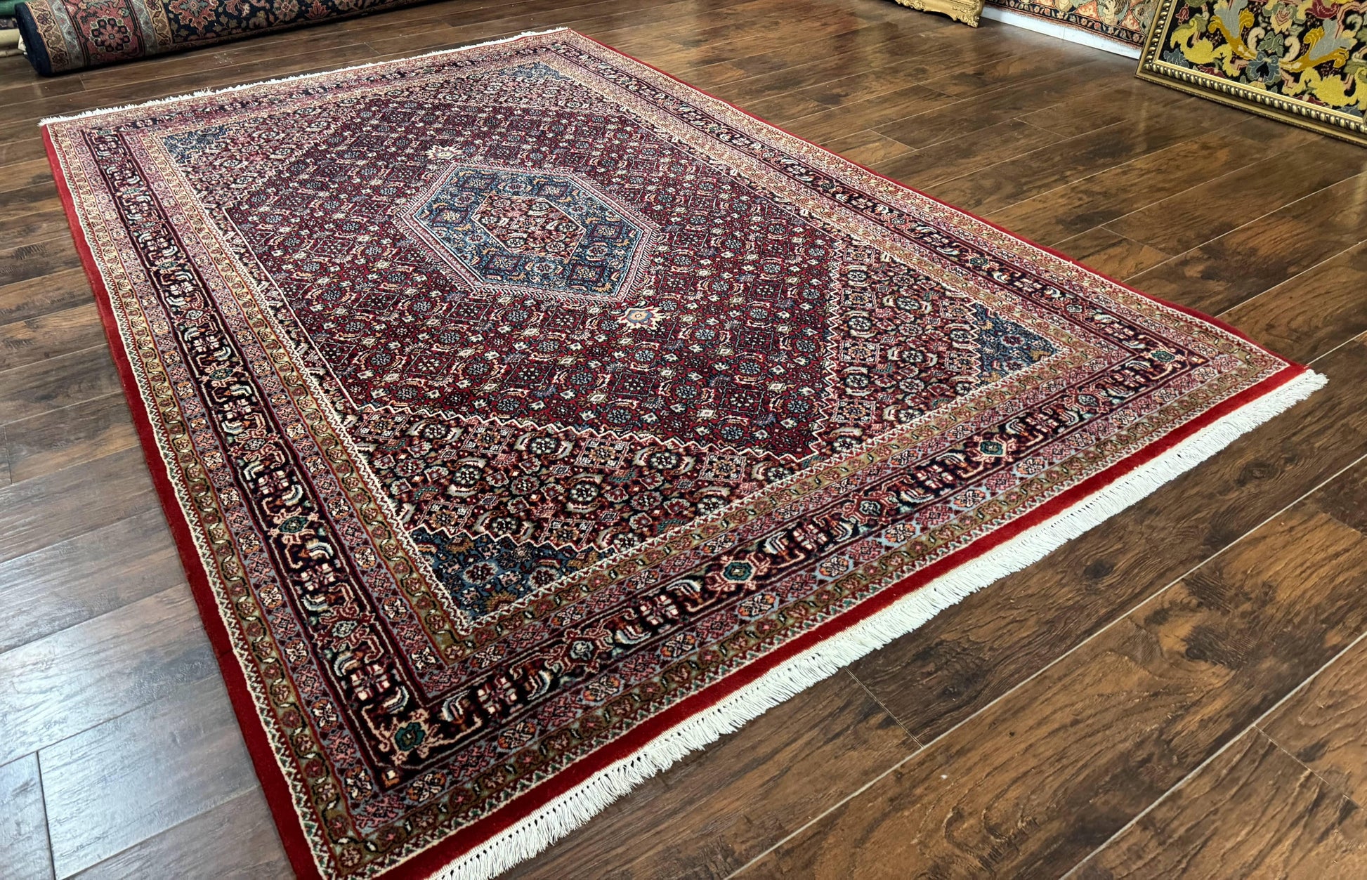 Indo Persian Bidjar Rug 6x9, Vintage Wool Handmade Carpet - Nuvé