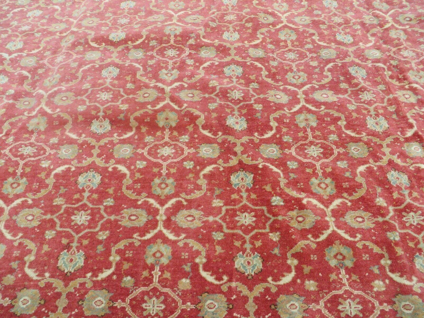 12' X 18' Palace Size Handmade Egyptian Wool Rug Carpet Soft Colors Red & Beige - Nuvé