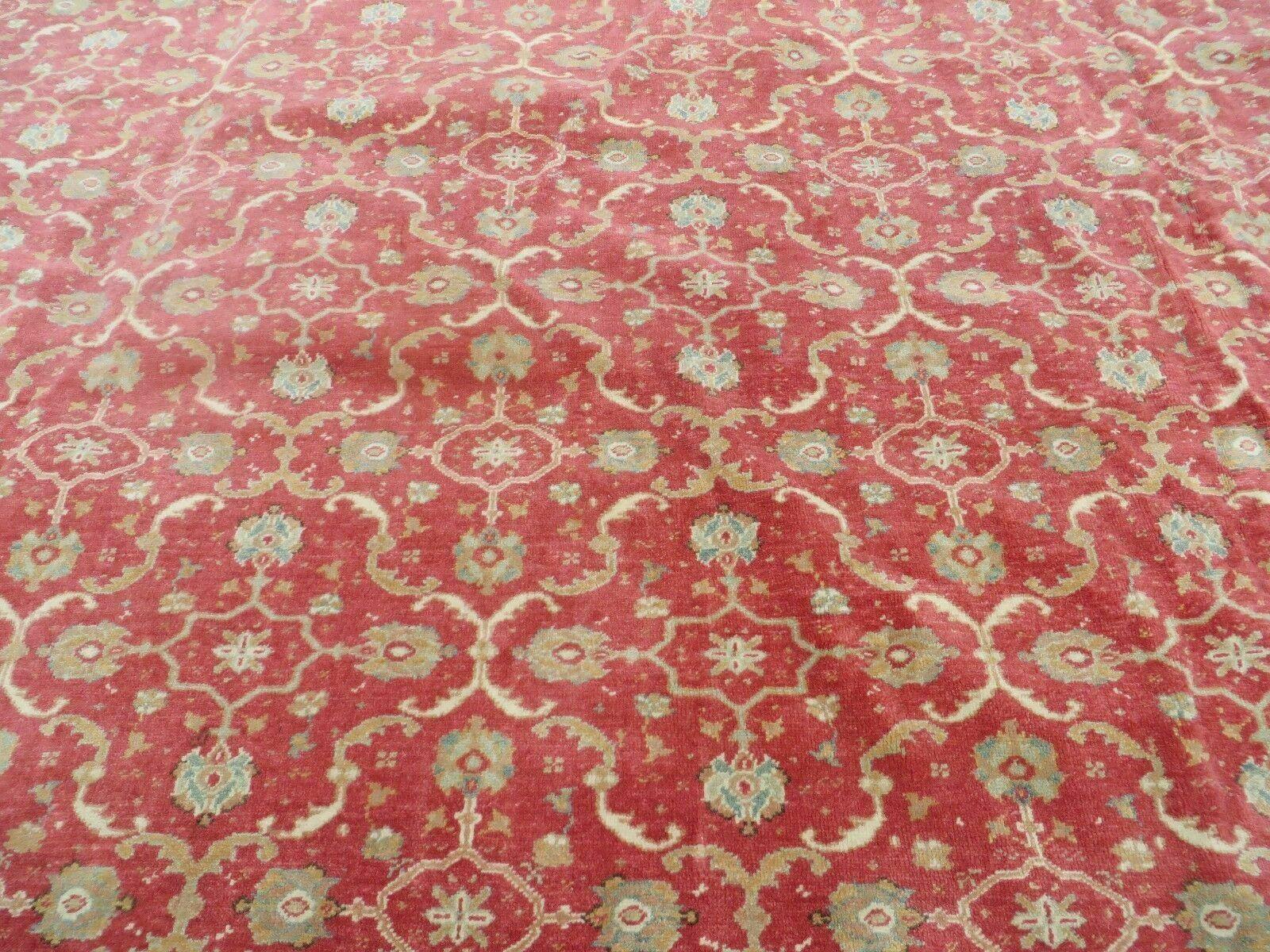 12' X 18' Palace Size Handmade Egyptian Wool Rug Carpet Soft Colors Red & Beige - Nuvé