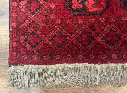 Afghan Turkoman Bokhara Bashir Rug 3x6, Red