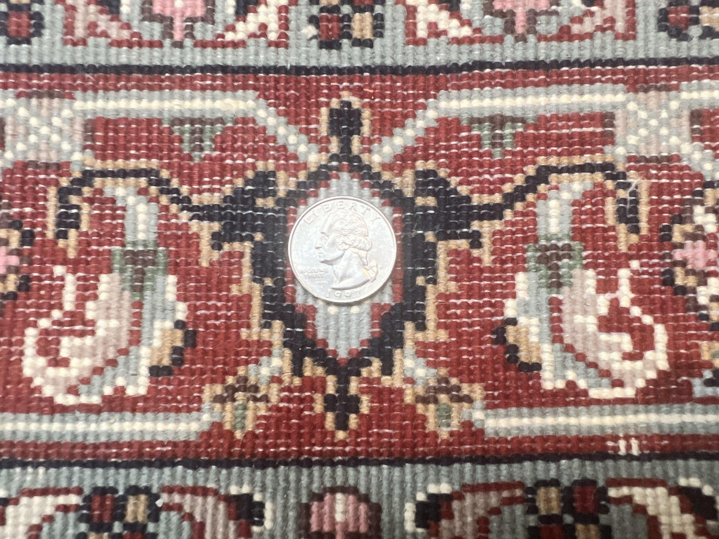 Indo Persian Rug 3x4, Herati Allover Pattern, Midnight Blue and Red, Small Vintage Handmade Wool Rug - Nuvé