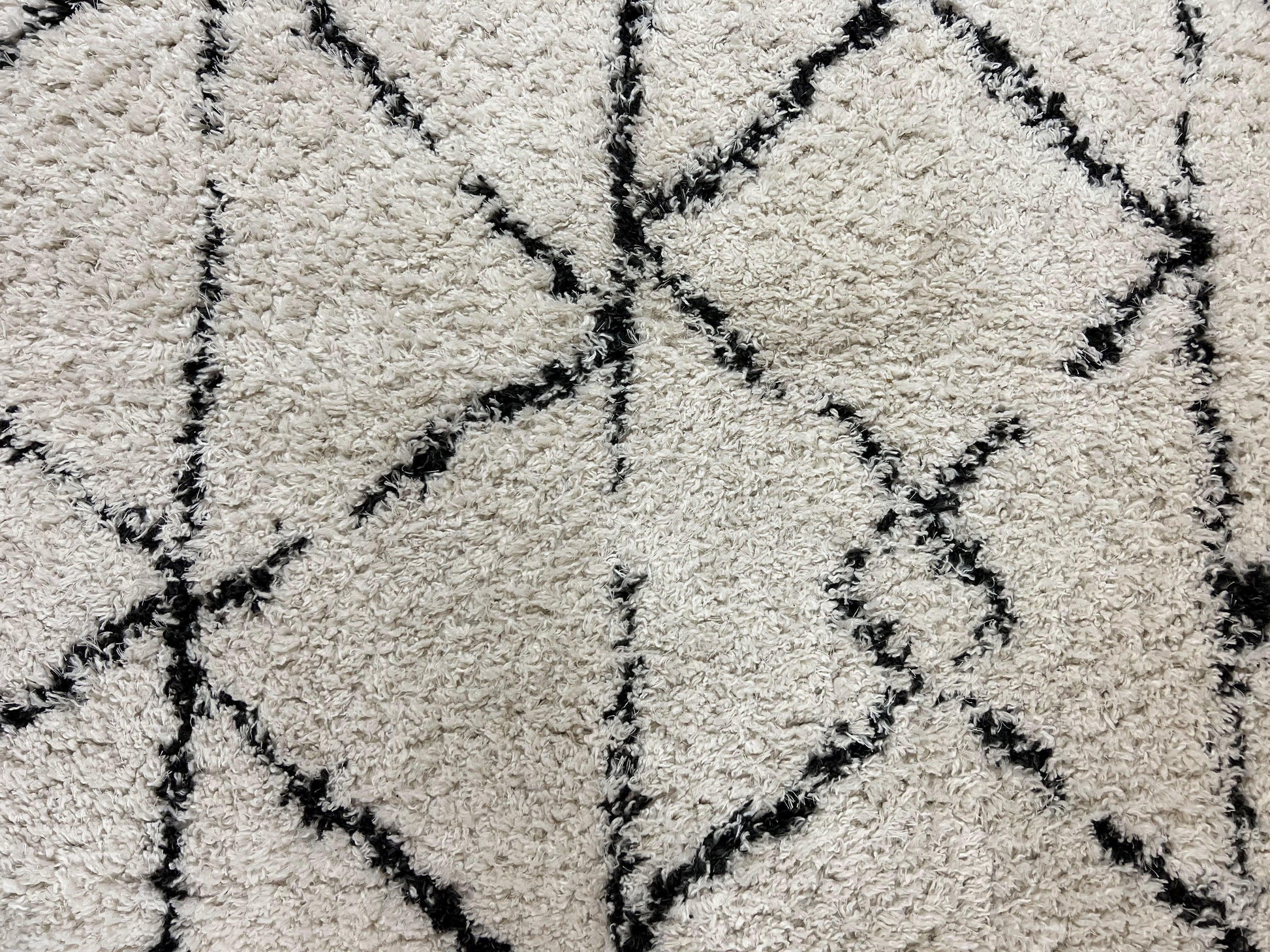 Modern Shag Rug 5x7, Ivory and Black Area Rug 5 x 7 ft - Nuvé