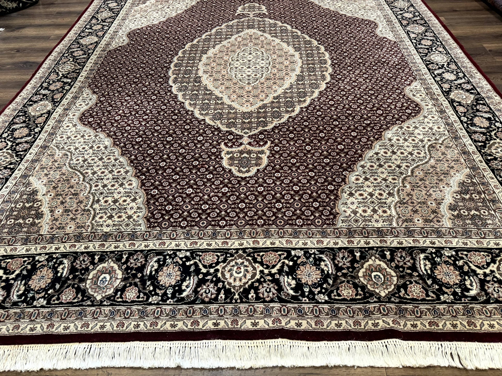 Sino Persian Rug 8x10, Herati, Elegant Oriental Carpet, Dark Maroon - Nuvé