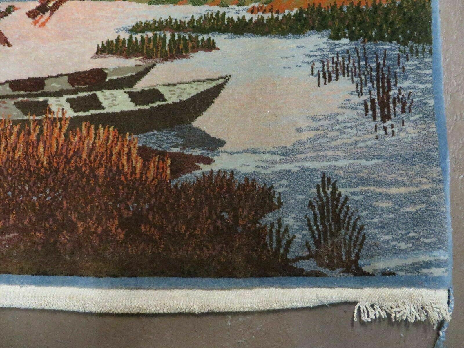 2' X 3' Vintage Handmade Pakistan Pictorial Rug Carpet Scenery Bird Tree Wow - Nuvé