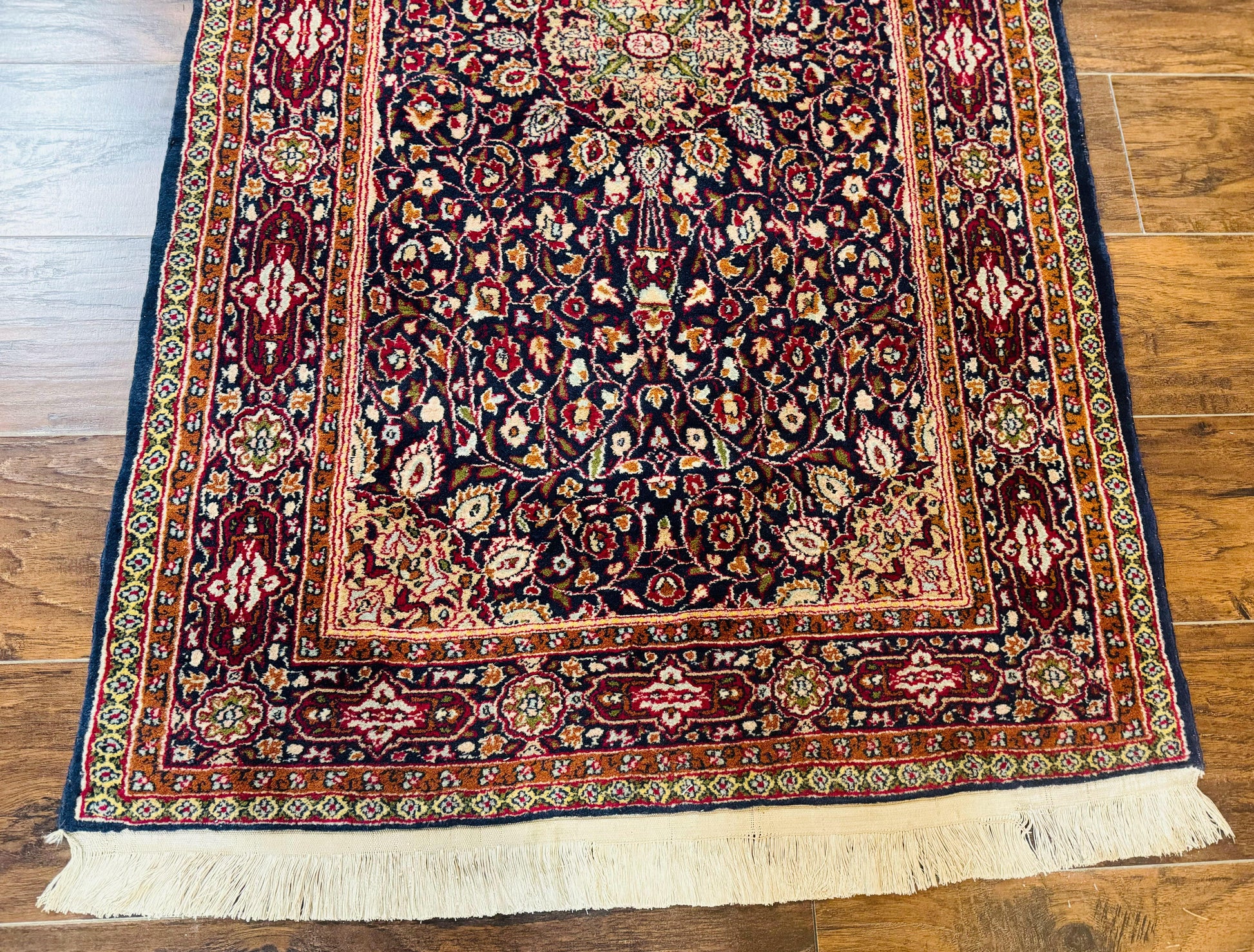 Indo Kashmiri Rug 3x5, Navy Blue, Very Fine 400 KPSI, Pair A - Nuvé