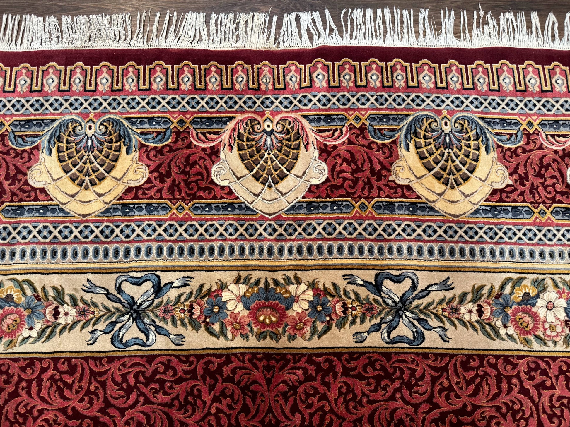 Wonderful Aubusson Rug 10x14, Red Maroon, Elegant, Fine 200 KPSI - Nuvé