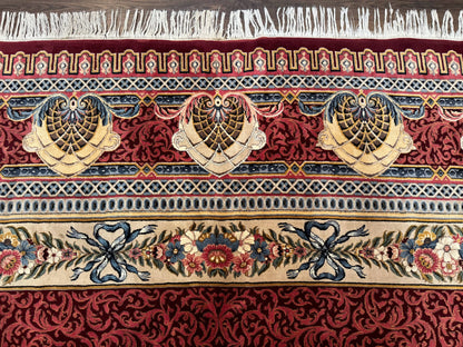 Wonderful Aubusson Rug 10x14, Red Maroon, Elegant, Fine 200 KPSI - Nuvé