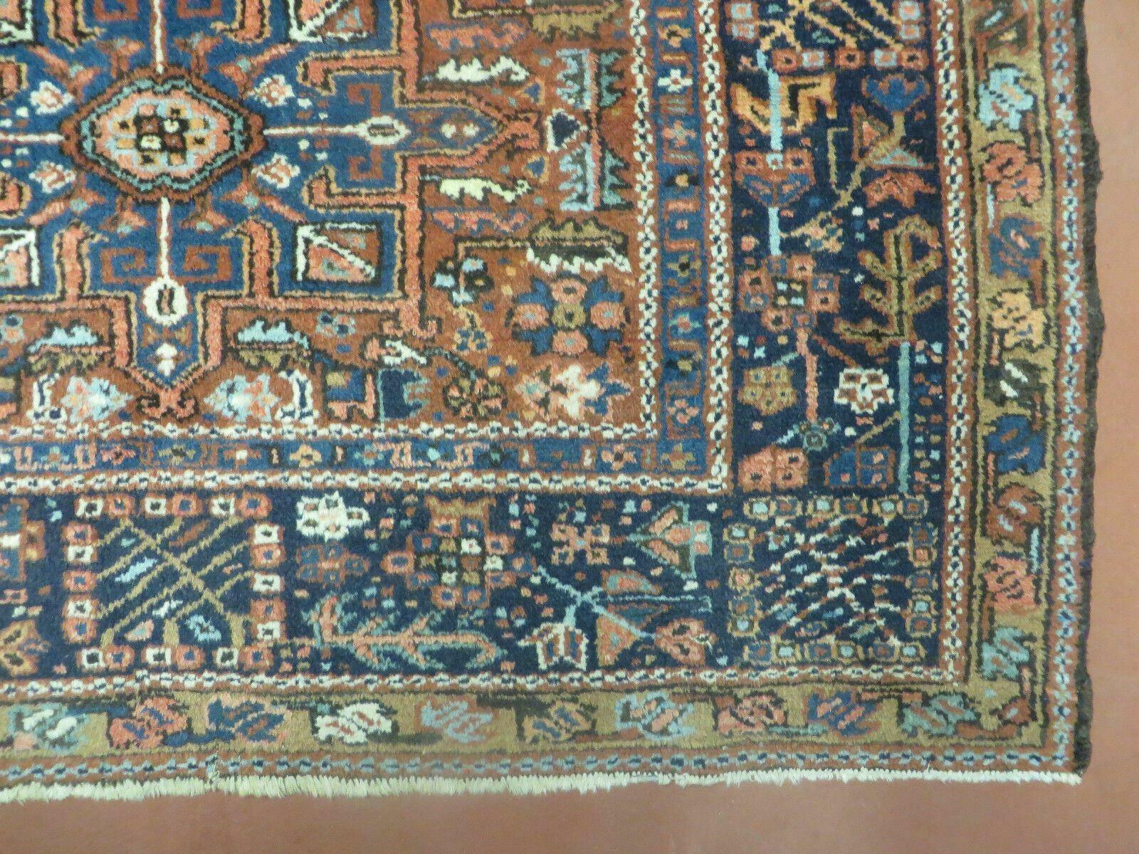 Persian Karajeh Rug 5x6, Antique Geometric Medallion Carpet - Nuvé