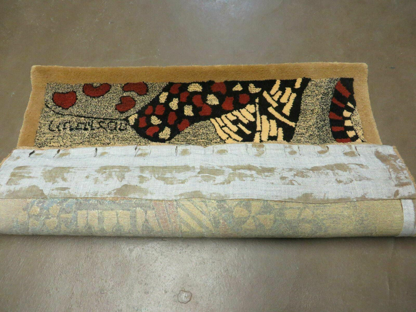 3' X 4' Vintage Hand Crafted Israel Wool Rug Carpet Wall Hanging Signed Hebrew - Nuvé